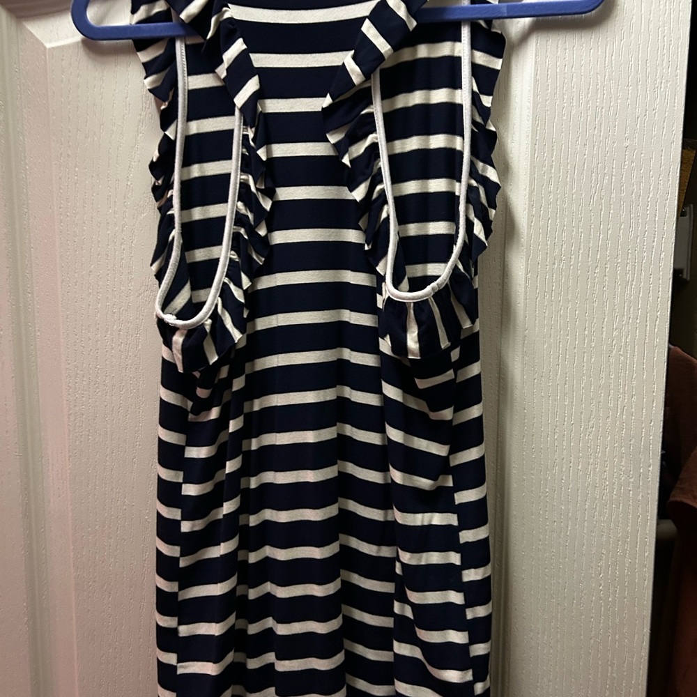 Striped tank with ruffle accents. Boutique brand and never worn.